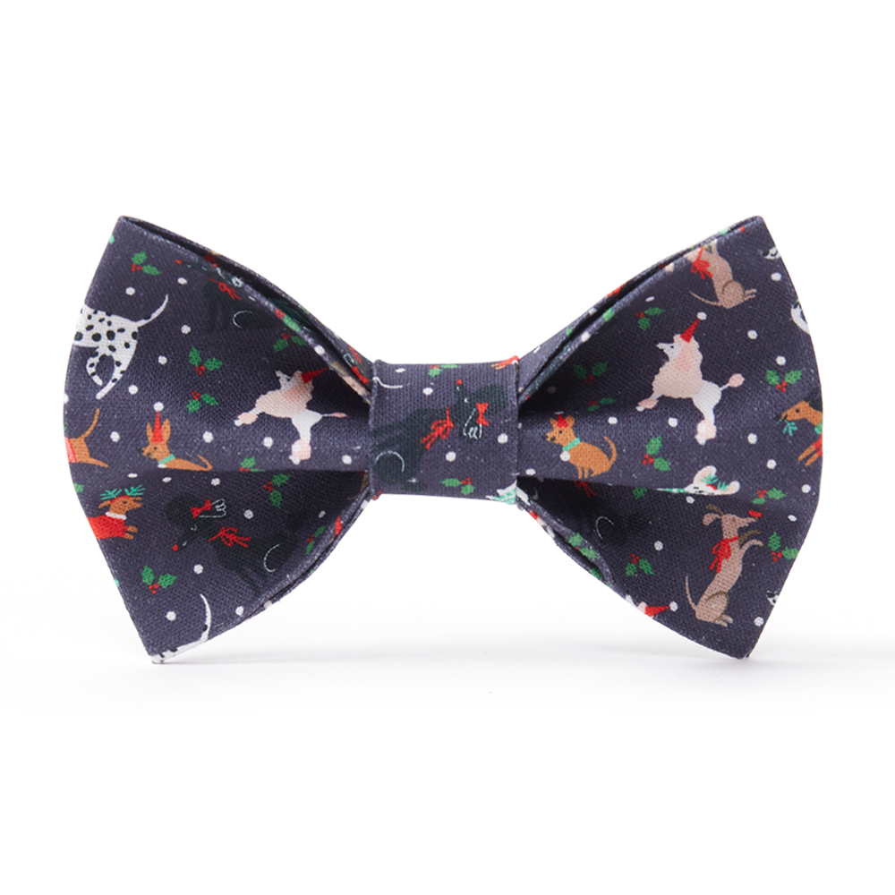 DOG BOW TIE - NAVY PRINT