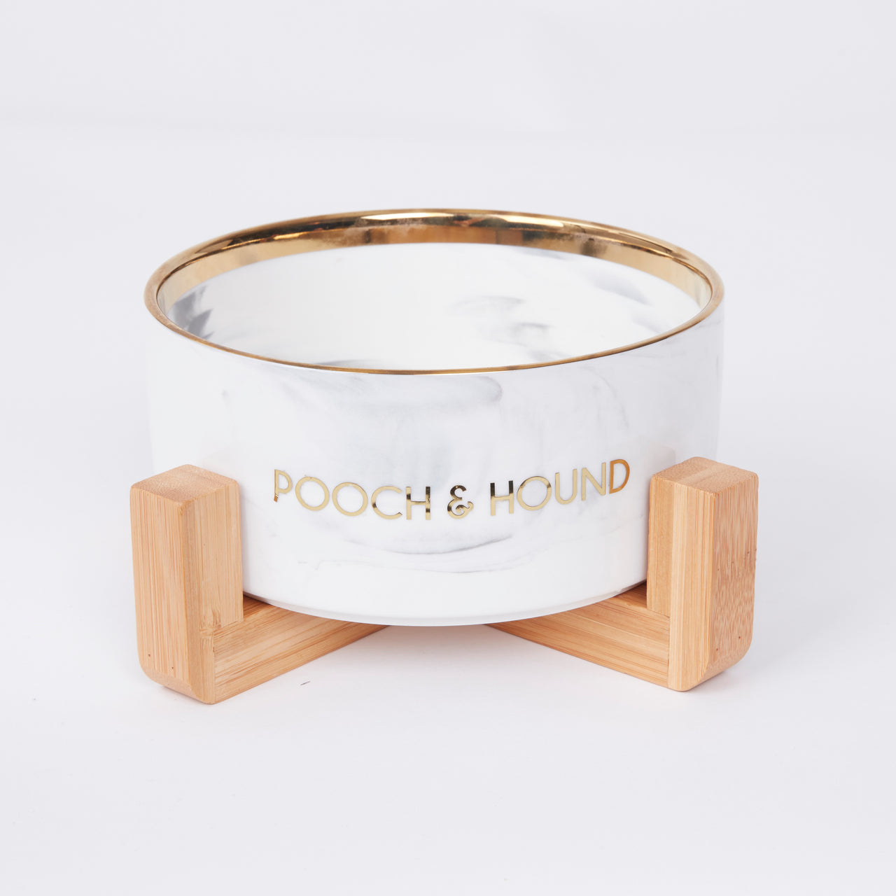 SIGNATURE DOG BOWL - GREY MARB/GOLD