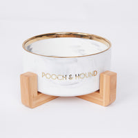 Thumbnail for SIGNATURE DOG BOWL - GREY MARB/GOLD