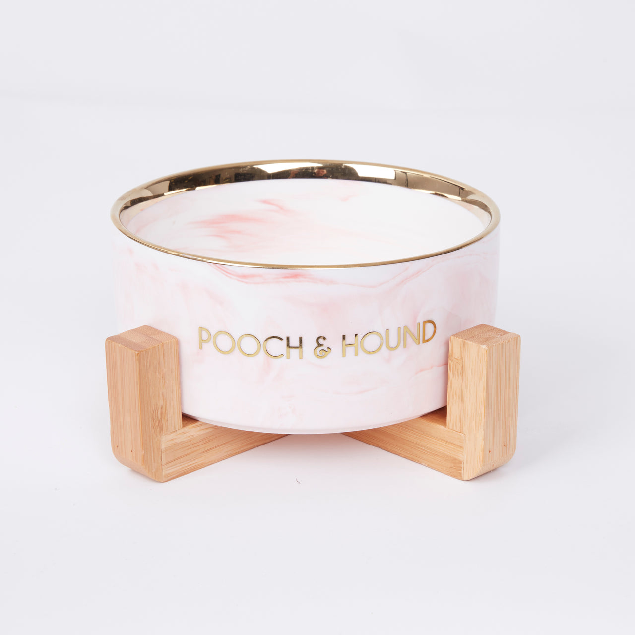 SIGNATURE DOG BOWL - PINK MARB/GOLD