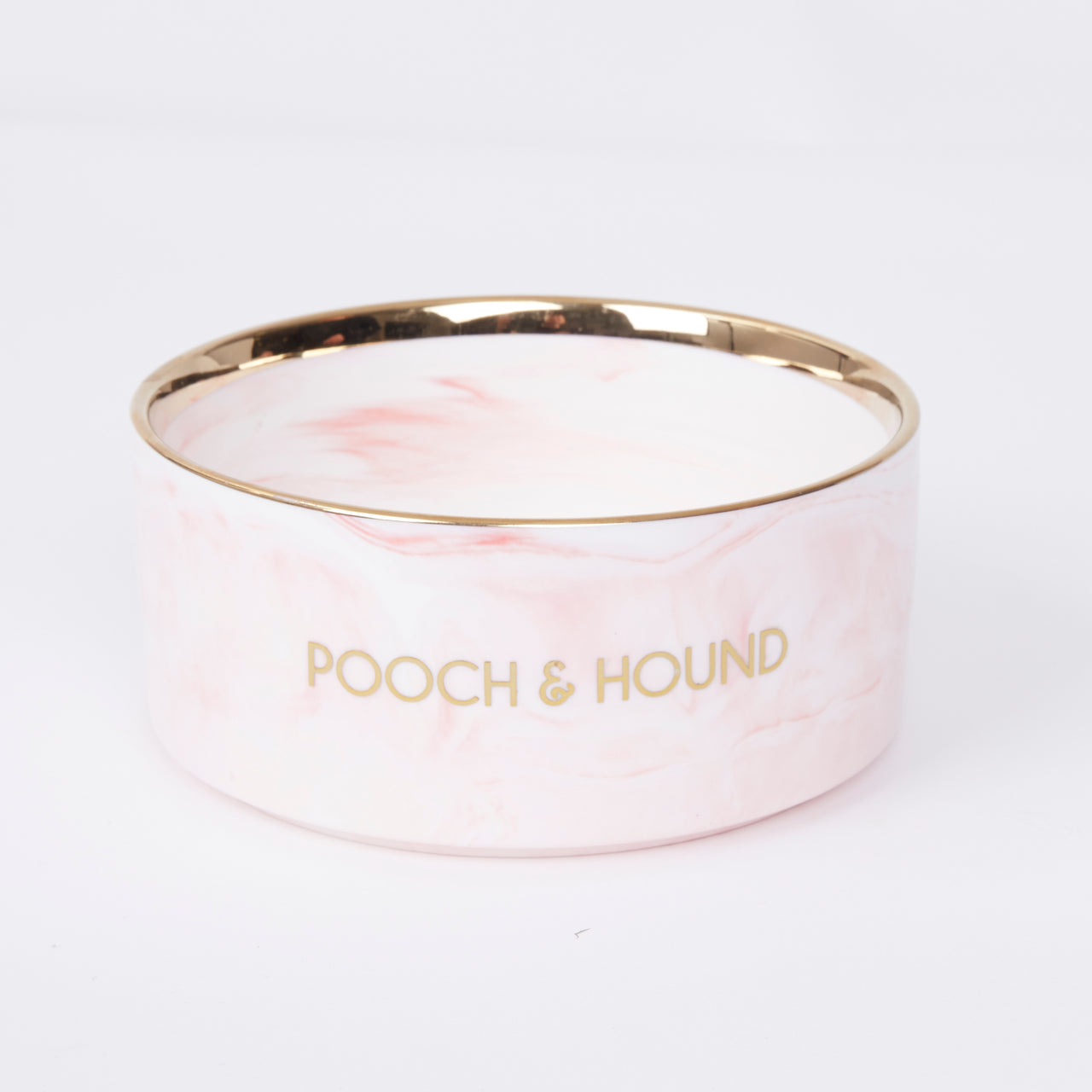 SIGNATURE DOG BOWL - PINK MARB/GOLD