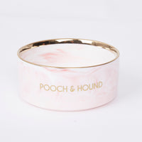 Thumbnail for SIGNATURE DOG BOWL - PINK MARB/GOLD