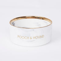 Thumbnail for SIGNATURE DOG BOWL - GREY MARB/GOLD