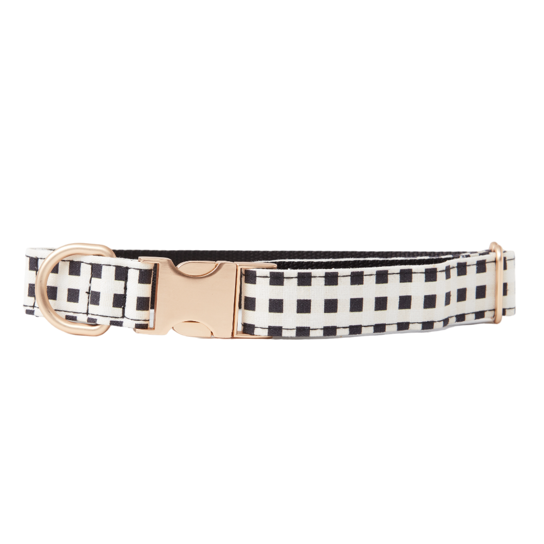DOG COLLAR - BLACK & WHTE CHECK