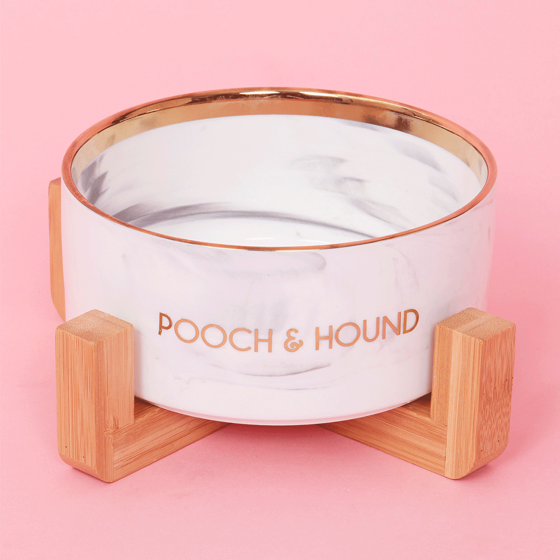 SIGNATURE DOG BOWL - GREY MARB/GOLD
